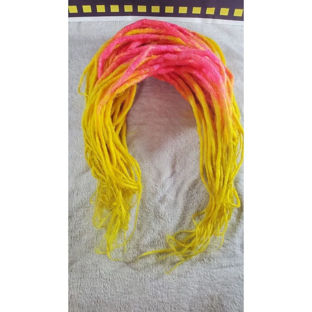 Pink Yellow Double Ended FULL HEAD Synthetic Crotchet Dreadlocks 45 Pieces